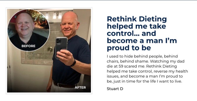 Stuart Davis before and after - Rethink Dieting helped me take control and become a man I'm proud to be